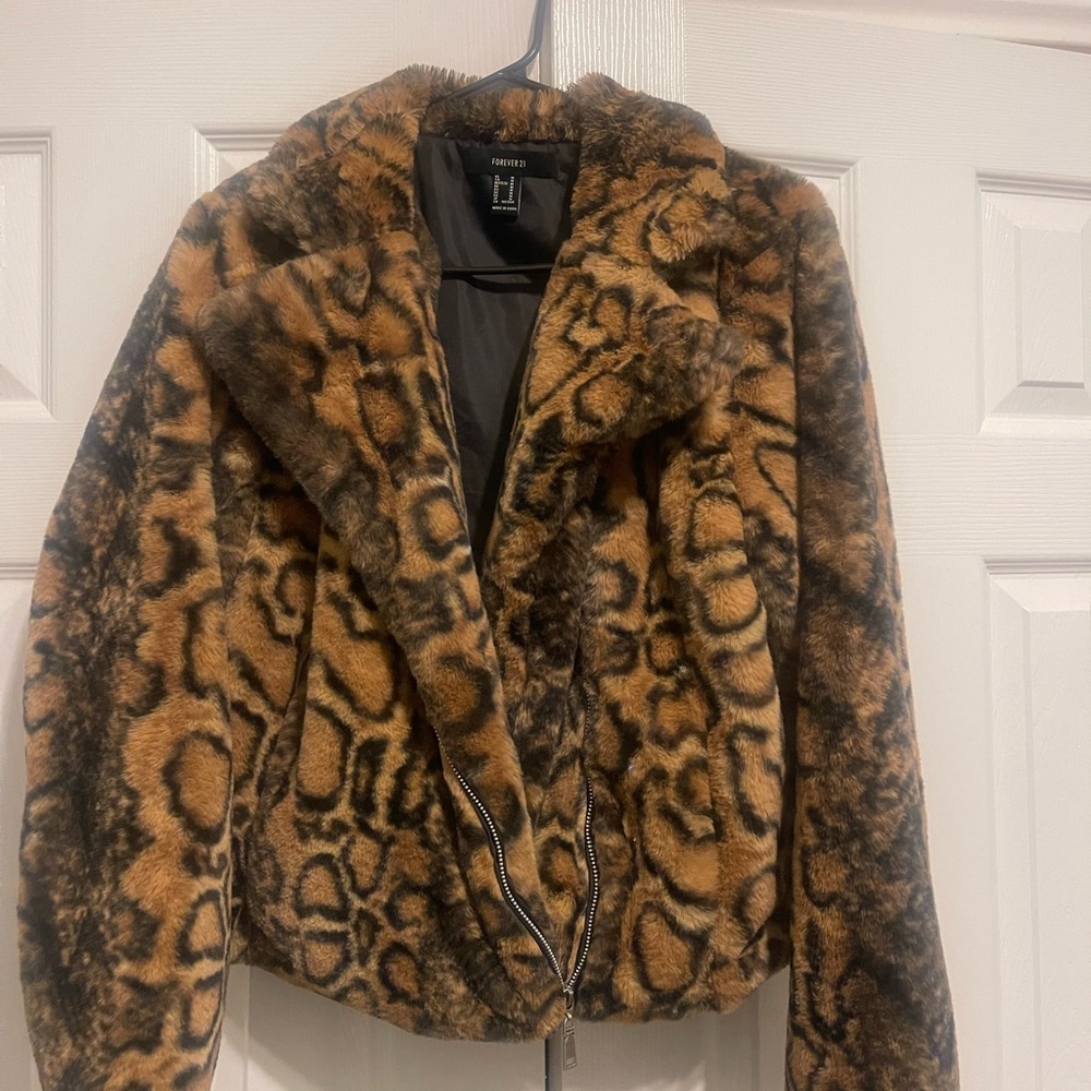 Forever 21 Brown Leopard Teddy Jacket